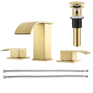 GAGALIFE 8 inch Widespread Double Handle Waterfall Bathroom Sink Faucet with Pop Up Drain