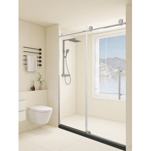 MESA HOME DEPOT 60'' W x 76'' H Door Frameless Shower Door with with 5/16" (8mm) Clear Tempered Glass