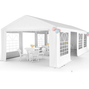 DREAMDWELL HOME 26 Ft x 13 Ft Heavy Duty Party Tent White Carport w/ Sidewalls for Party Weddings Barbecues Picnics