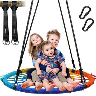 KLO KICK 40 inch Spider Web Saucer Swing with Straps and Mount Hanger