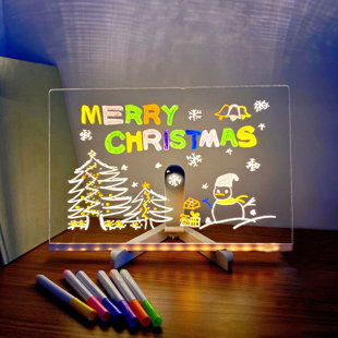 WROUGHT STUDIO™ LED Note Board Glowing Acrylic Letter Dry-Erase Board with Bracket Glow Memo Message Board