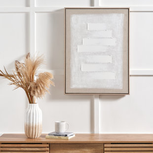 MERCURY ROW White And Natural Textured Canvas - Single Picture Frame Print on Canvas