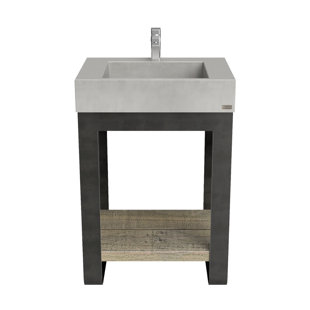 TRUEFORM CONCRETE Outland 24 Inch Steel Vanity Base with Modern Ramp Concrete Sink