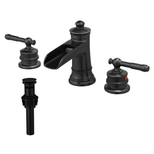 AWZTOO Widespread 2-handle Bathroom Faucet with Drain Assembly