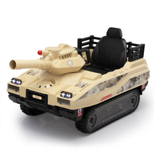 ALLIED PLUSH INC 24V Electric Kids Ride on Car Battery Powered Army Tank 360° Spin Off-Road Fighting Military Vehicle Toys for Toddler with Remote Control