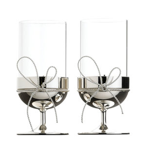 WEDGWOOD Vera Wang Love Knots Tealight Holder Silver (Set of 2)