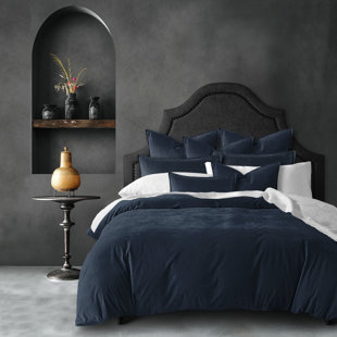6IX TAILORS FINE LINENS Cascade Velvet Solid Colour Duvet Cover Set 8 Piece