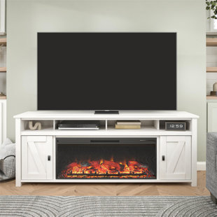 LOON PEAK® Janoah TV Stand for TVs up to 85" with Electric Fireplace Included
