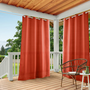 EBERN DESIGNS Haoxuan Solid Light-Filtering Outdoor Grommet Curtain Panels (Set of 2)