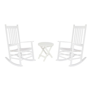 SHINE COMPANY INC. Emjay 3-Piece Outdoor Wood Rocking Chair And Folding Table Set
