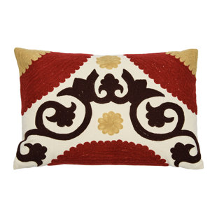 CREATIVE CO-OP Embroidered Cotton Reversible Throw Pillow