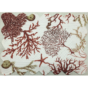 LA MAISONNETTE Coral Cotton Nautical Rectangle Placemat (Set of 6)