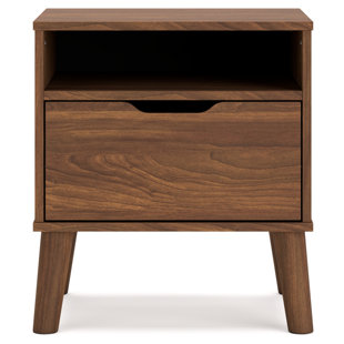 GEORGE OLIVER Loghan 1 - Drawer Nightstand in Brown