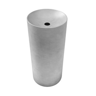 TRUEFORM CONCRETE 16 inch RISE Concrete Cylindrical Modern Pedestal Sink - Wall Mount Faucet (No Hole) Compatible