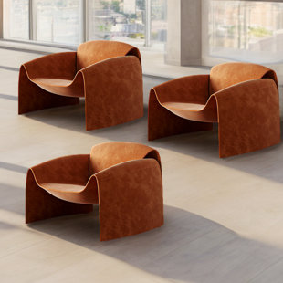 GEMEZO Nordic Minimalist Style Three Accent Chairs Upholstered Armchair (Set of 3)