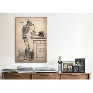 ICANVAS Cartography 'De Humani Corporis Fabrica Skeleton Standing' by Vesalius Graphic Art on Canvas