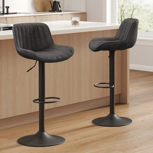 TRENT AUSTIN DESIGN® Almeida Swivel Upholstered Adjustable Height Bar & Counter Stool with Metal Frame (Set of 2)