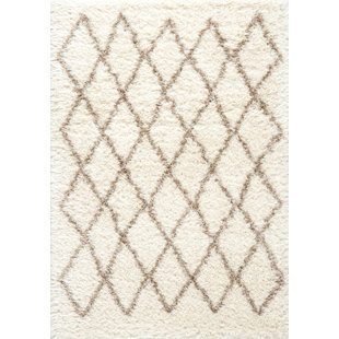 ISABELLINE Ainsley Shaggy White/Beige/Light Brown Rug