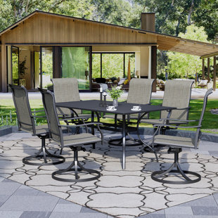 WINSTON PORTER Caliyah Rectangular 6 - Person 63" Long Dining Set, Tan Brown