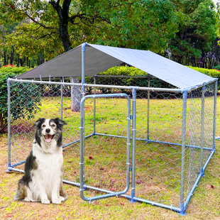NINGBO GAOXING LEISURE PRODUCTS 63'' H Steel Yard Kennel With Door
