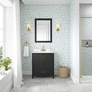 REN SELECTIONS Dario 30'' Single Bathroom Vanity with Engineered Marble Top