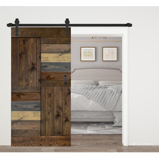 ISLIFE S Series Paneled Solid Wood Sliding Barn Door with Installation Hardware Kit-Assembly Needed