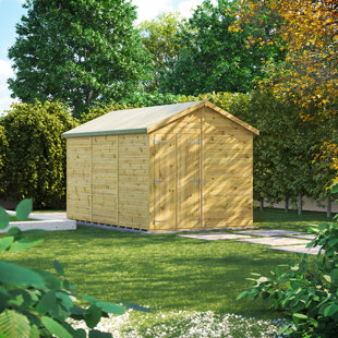 POWERSHEDS 8 ft. W x 12 ft. D Power Double Door Premium Apex Pressure Treated Windowless Shed