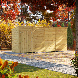 POWERSHEDS 6 ft. W x 16 ft. D Power Double Door Premium Pent Pressure Treated Windowless Shed