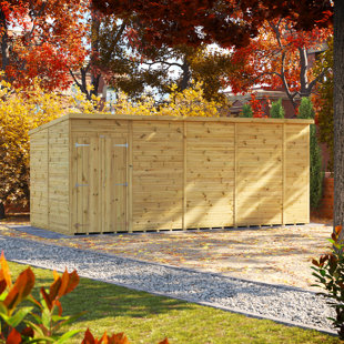 POWERSHEDS 8 ft. W x 18 ft. D Power Double Door Premium Pent Pressure Treated Windowless Shed