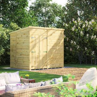 POWERSHEDS 6 ft. W x 8 ft. D Power Double Door Premium Pent Pressure Treated Windowless Shed