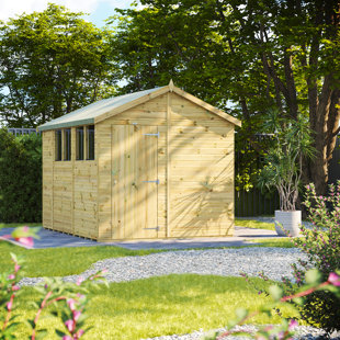 POWERSHEDS 8 ft. W x 10 ft. D Power Premium Apex Pressure Treated Shed