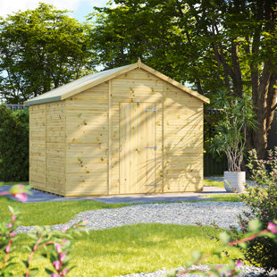 POWERSHEDS 10 ft. W x 8 ft. D Power Double Door Premium Apex Pressure Treated Windowless Shed