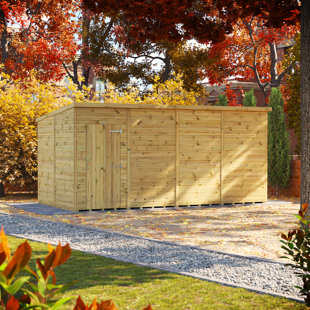 POWERSHEDS 8 ft. W x 16 ft. D Power Premium Pent Pressure Treated Windowless Shed