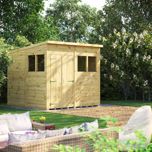 POWERSHEDS 8 ft. W x 8 ft. D Power Double Door Premium Pent Pressure Treated Shed