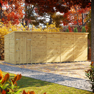 POWERSHEDS 8 ft. W x 20 ft. D Power Double Door Premium Pent Pressure Treated Windowless Shed