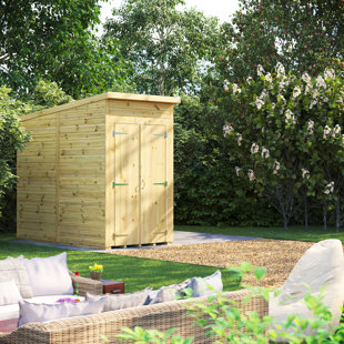 POWERSHEDS 8 ft. W x 4 ft. D Power Double Door Premium Pent Pressure Treated Windowless Shed