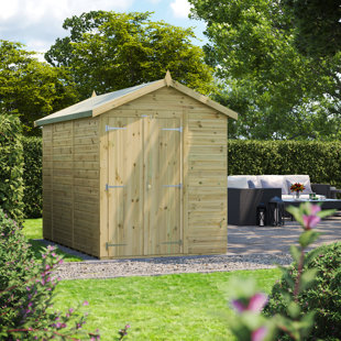 POWERSHEDS 6 ft. W x 10 ft. D Power Double Door Premium Apex Pressure Treated Windowless Shed