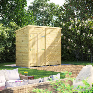 POWERSHEDS 4 ft. W x 8 ft. D Power Double Door Premium Pent Pressure Treated Windowless Shed