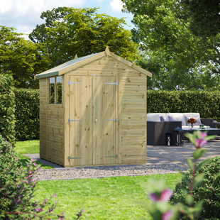 POWERSHEDS 6 ft. W x 6 ft. D Power Double Door Premium Apex Pressure Treated Shed