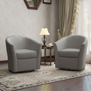 LARK MANOR™ Aunna Upholstered Swivel Barrel Chair (Set of 2)