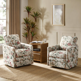EBERN DESIGNS Alfonso Upholstered Swivel Chair With Removable Cushion (Set of 2)