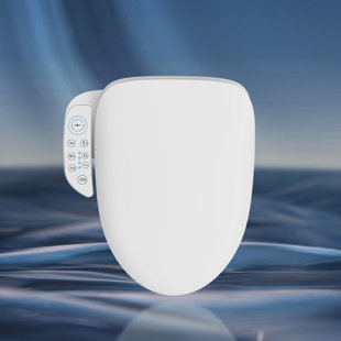 FANGFLOWER Elongated Bidet Toilet Seat for Existing Toilets W/ Remote Control, Heated Quiet-close Lid