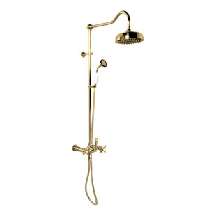 STROM LIVING Volume Control Exposed Shower System with Cross Handles and Handheld Shower