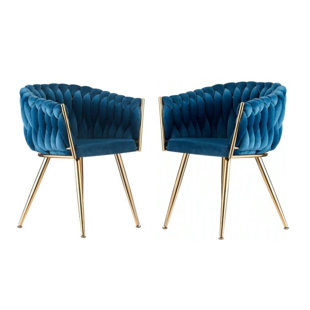 CANORA GREY Anureet Velvet Dining Chair - Ergonomic Tufted Back and Metal Legs - Button Back Armchair for Dining Room Living Room Restaurants (Set of 2)