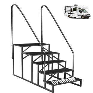 WFX UTILITY™ RV Steps with 2 Handrail, 5 Steps Mobile Home Ladder