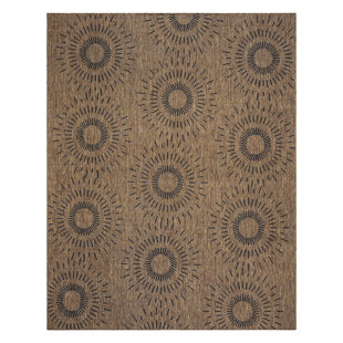 GERTMENIAN Paseo Tiaret Modern Tribal Sun Burst Brown/Black/Tan Indoor / Outdoor Flatweave Polypropylene Area Rug