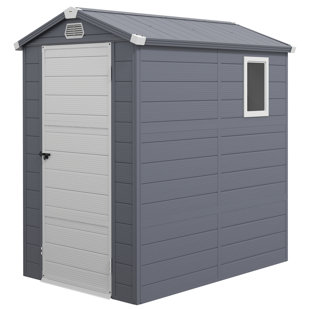 METRO LANE Bruyn 4 ft. W x 6 ft. D Aluminium/Polypropylene Plastic Steep Slope Garden Shed