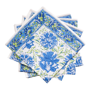 HOMESTEAD J.E.GARMIRIAN AND SON INC Lotus Flower Cotton Floral Square Napkin (Set of 6)