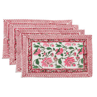 HOMESTEAD J.E.GARMIRIAN AND SON INC Pretty Cotton Floral Rectangle Placemat (Set of 6)