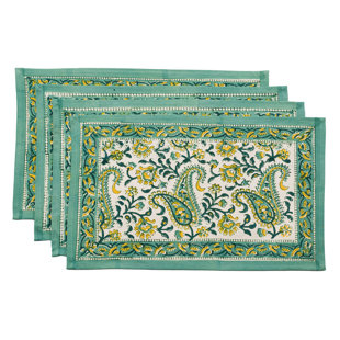 HOMESTEAD J.E.GARMIRIAN AND SON INC Rajasthan Paisley Cotton Paisley Rectangle Placemat (Set of 6)